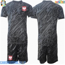 Camisa de time de futebol Polónia Goleiro Replicas 2º Equipamento Infantil Europeu 2024 Manga Curta (+ Calças curtas)